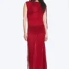 Sleeveless Boat-Neck Maxi Dress – Bright Red Sleeveless Boat-Neck Maxi Dress – Bright Red