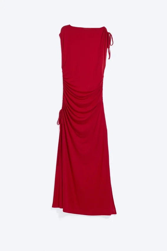 Sleeveless Boat-Neck Maxi Dress – Bright Red Sleeveless Boat-Neck Maxi Dress – Bright Red