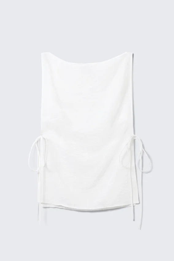 Sleeveless Boat-Neck Tie Top – White Sleeveless Boat-Neck Tie Top – White