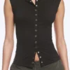 Sleeveless Button-Up Top – Dark Brown Sleeveless Button-Up Top – Dark Brown