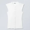 Sleeveless Button-Up Top – White Sleeveless Button-Up Top – White