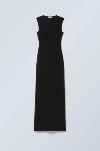 Sleeveless Cotton Jersey Maxi Dress – Black