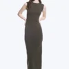 Sleeveless Cotton Jersey Maxi Dress – Dark Grey Sleeveless Cotton Jersey Maxi Dress – Dark Grey