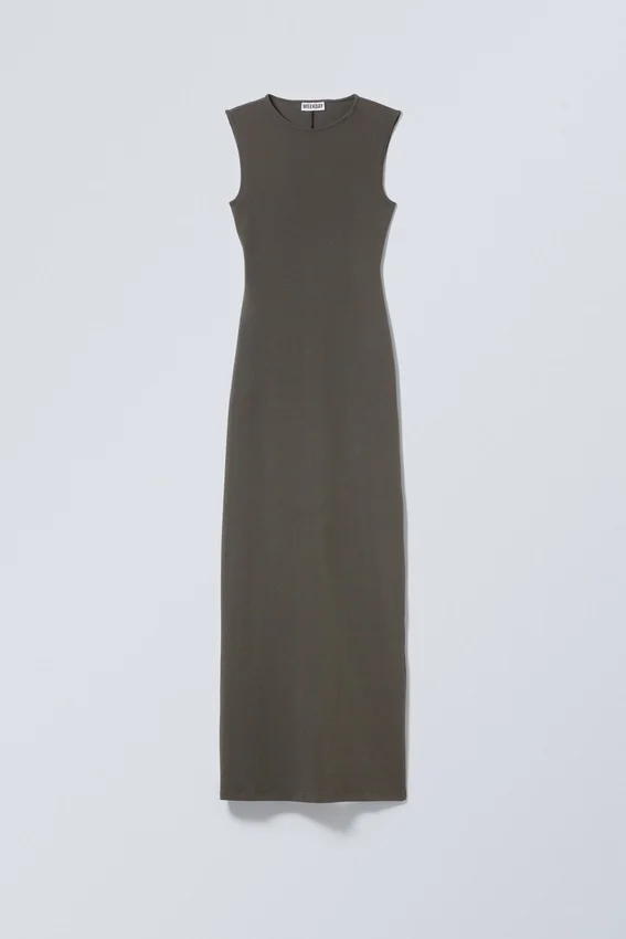 Sleeveless Cotton Jersey Maxi Dress – Dark Grey Sleeveless Cotton Jersey Maxi Dress – Dark Grey