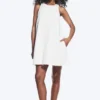 Sleeveless Cotton Twill Mini Dress – White Sleeveless Cotton Twill Mini Dress – White