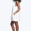 Sleeveless Cotton Twill Mini Dress – White Sleeveless Cotton Twill Mini Dress – White