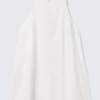 Sleeveless Cotton Twill Mini Dress – White Sleeveless Cotton Twill Mini Dress – White