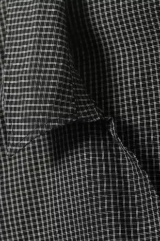 Sleeveless Cotton Wrap Top – Checked Black