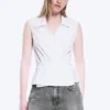 Sleeveless Cotton Wrap Top – White Sleeveless Cotton Wrap Top – White