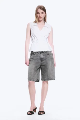 Sleeveless Cotton Wrap Top – White