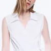 Sleeveless Cotton Wrap Top – White Sleeveless Cotton Wrap Top – White