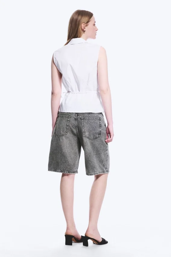 Sleeveless Cotton Wrap Top – White Sleeveless Cotton Wrap Top – White
