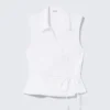 Sleeveless Cotton Wrap Top – White Sleeveless Cotton Wrap Top – White