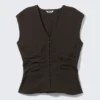 Sleeveless Crinkle Top – Dark Brown Sleeveless Crinkle Top – Dark Brown