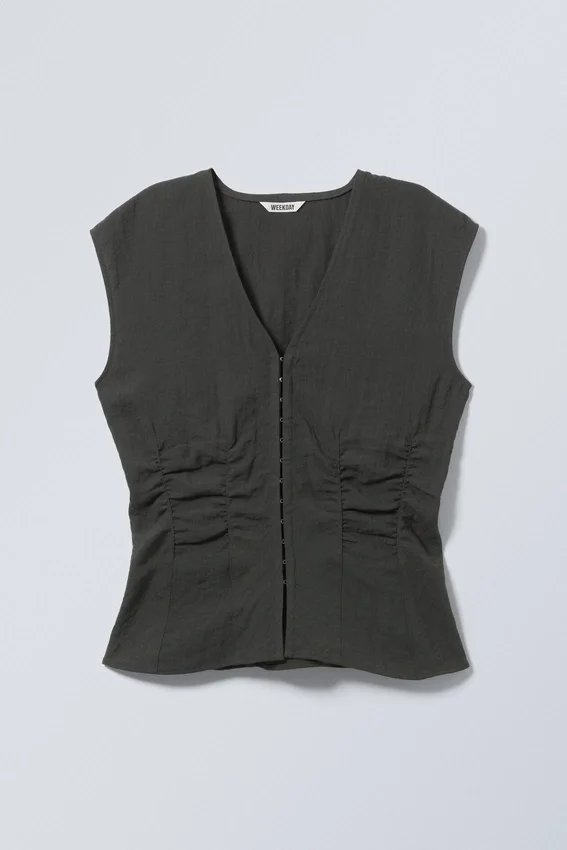 Sleeveless Crinkle Top – Dark Grey Sleeveless Crinkle Top – Dark Grey
