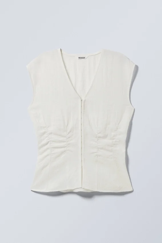 Sleeveless Crinkle Top – White Sleeveless Crinkle Top – White