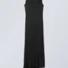 Sleeveless Draped Maxi Dress – Black Sleeveless Draped Maxi Dress – Black