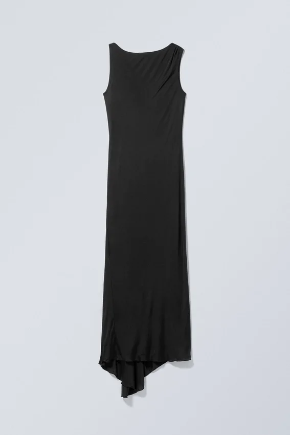 Sleeveless Draped Maxi Dress – Black Sleeveless Draped Maxi Dress – Black