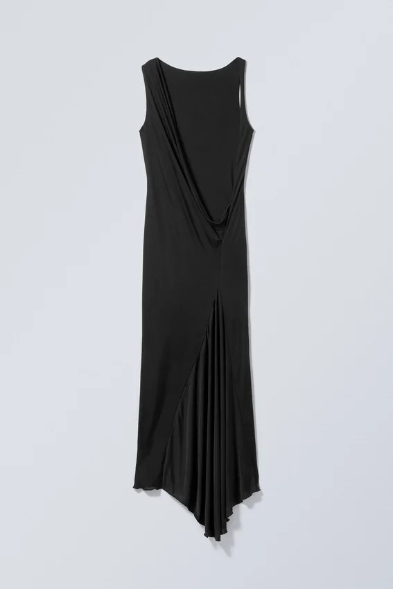 Sleeveless Draped Maxi Dress – Black Sleeveless Draped Maxi Dress – Black