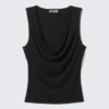 Sleeveless Draped Waterfall Top – Dark Grey Sleeveless Draped Waterfall Top – Dark Grey
