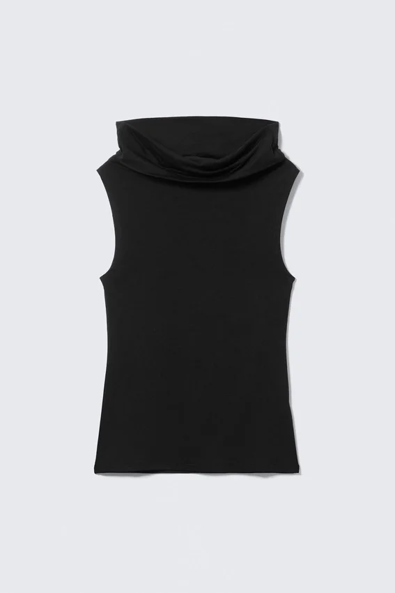 Sleeveless Funnel Neck Top – Black Sleeveless Funnel Neck Top – Black