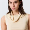 Sleeveless Funnel Neck Top – Light Beige Sleeveless Funnel Neck Top – Light Beige