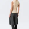 Sleeveless Funnel Neck Top – Light Beige Sleeveless Funnel Neck Top – Light Beige