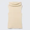 Sleeveless Funnel Neck Top – Light Beige Sleeveless Funnel Neck Top – Light Beige