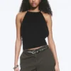 Sleeveless Gathered Halter Top – Black Sleeveless Gathered Halter Top – Black