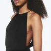 Sleeveless Gathered Halter Top – Black Sleeveless Gathered Halter Top – Black