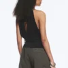 Sleeveless Gathered Halter Top – Black Sleeveless Gathered Halter Top – Black