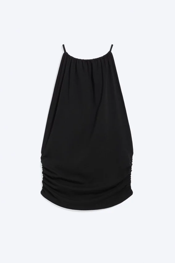 Sleeveless Gathered Halter Top – Black Sleeveless Gathered Halter Top – Black