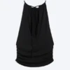 Sleeveless Gathered Halter Top – Black Sleeveless Gathered Halter Top – Black