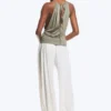 Sleeveless Gathered Halter Top – Dusty Khaki Green Sleeveless Gathered Halter Top – Dusty Khaki Green