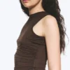 Sleeveless Gathered Jersey Top – Dark Brown Sleeveless Gathered Jersey Top – Dark Brown