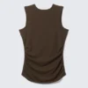 Sleeveless Gathered Jersey Top – Dark Brown Sleeveless Gathered Jersey Top – Dark Brown