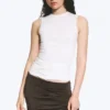 Sleeveless Gathered Jersey Top – White Sleeveless Gathered Jersey Top – White