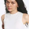 Sleeveless Gathered Jersey Top – White Sleeveless Gathered Jersey Top – White