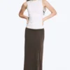 Sleeveless Gathered Jersey Top – White Sleeveless Gathered Jersey Top – White