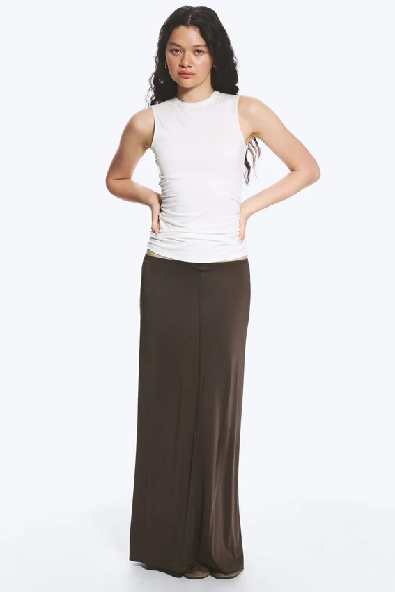 Sleeveless Gathered Jersey Top – White Sleeveless Gathered Jersey Top – White