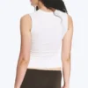 Sleeveless Gathered Jersey Top – White Sleeveless Gathered Jersey Top – White