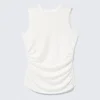 Sleeveless Gathered Jersey Top – White Sleeveless Gathered Jersey Top – White