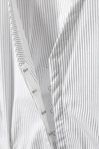 Sleeveless Gathered Poplin Top – Striped White