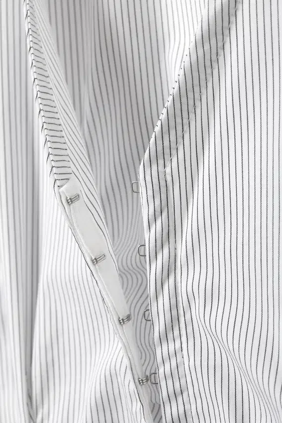 Sleeveless Gathered Poplin Top – Striped White Sleeveless Gathered Poplin Top – Striped White