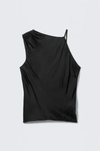 Sleeveless Gathered Top – Black