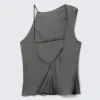 Sleeveless Gathered Top – Grey Sleeveless Gathered Top – Grey