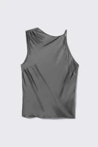 Sleeveless Gathered Top – Grey