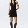Sleeveless Halter Mini Dress – Black Sleeveless Halter Mini Dress – Black