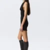 Sleeveless Halter Mini Dress – Black Sleeveless Halter Mini Dress – Black