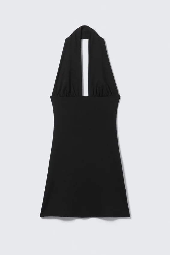Sleeveless Halter Mini Dress – Black Sleeveless Halter Mini Dress – Black